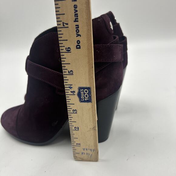 Rag & Bone Harrow Leather Booties In PURPLE Suede Size EU 38 US Size 8 - Picture 3 of 10